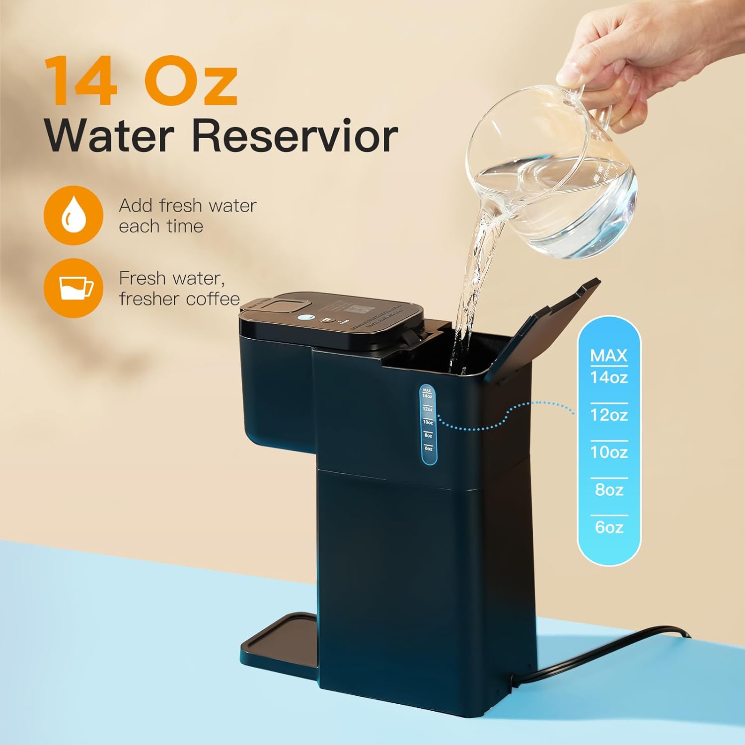 Mini Hot and Iced Coffee Maker Single Serve, for K Cup and Ground, 6 to 14 Oz Brew Sizes, with Recipe Book, for Home, Travel, RV, Office and Dorm, Classic Black (2.0 Version) - Image 8