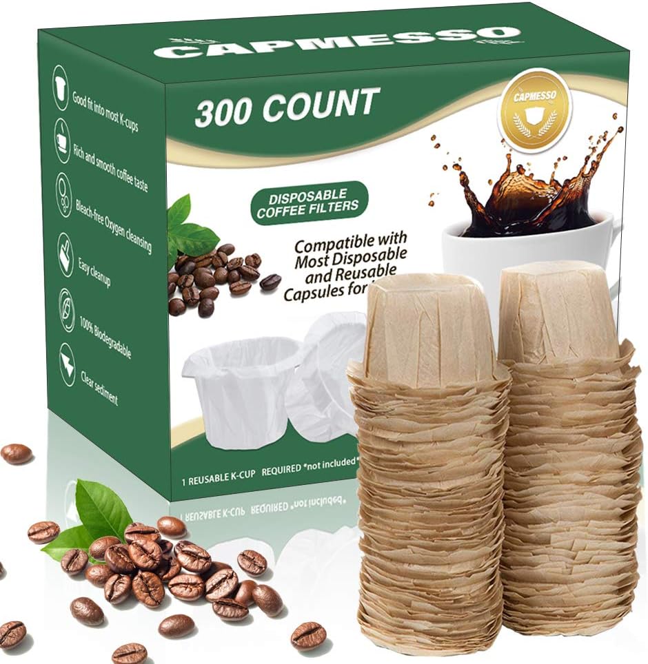 CAPMESSO Disposable Coffee Paper Filters Replacement Kerig Filter Compatible with Reusable Single Serve Pods Keurig Coffee Maker-300 Count (Natural) - Image 2