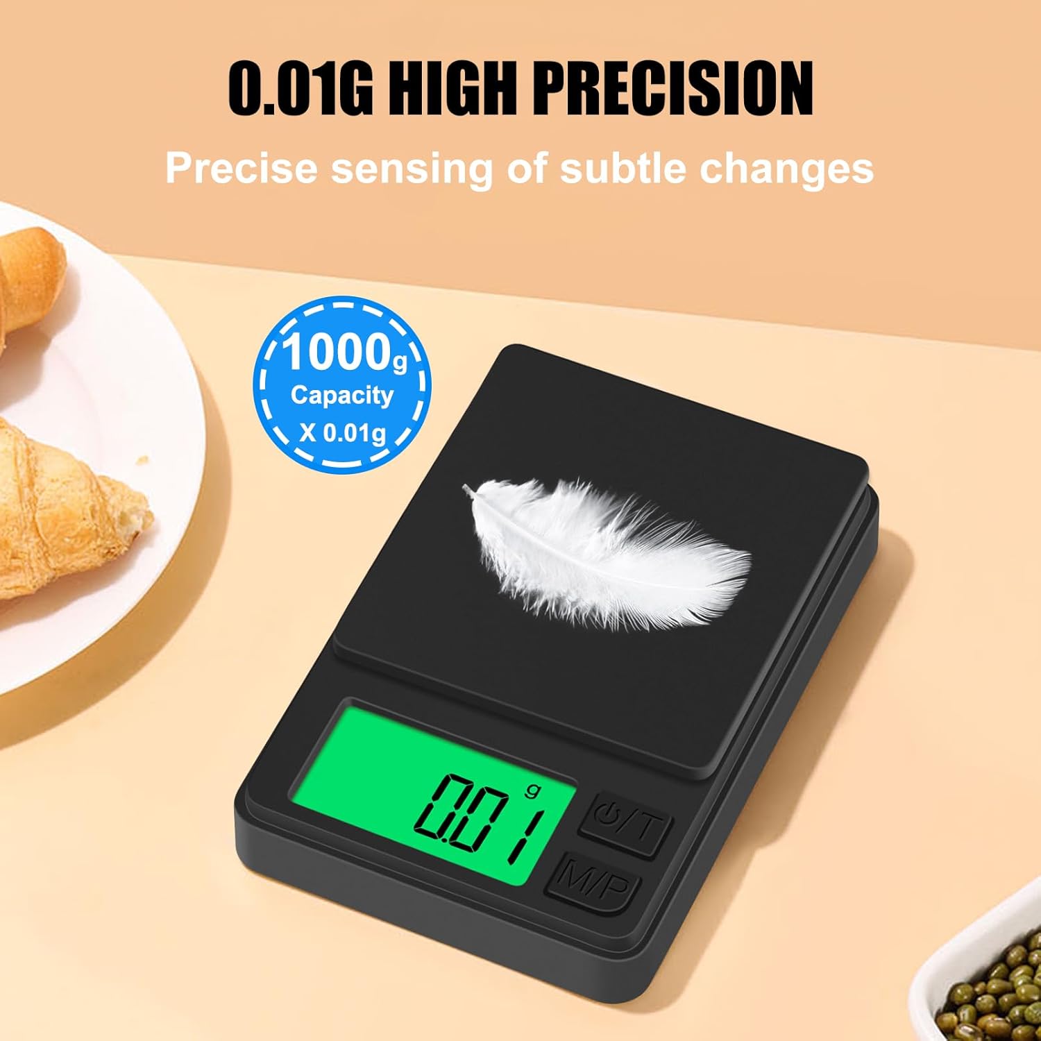 Digital Pocket Scale 1000g x 0.01g, Diyife Portable Precision Gram Scale Jewelry Scale with Protective Cover, Backlit LCD, 7 Units Tare, for Food, Kitchen, Coffee, Battery Included - Image 3