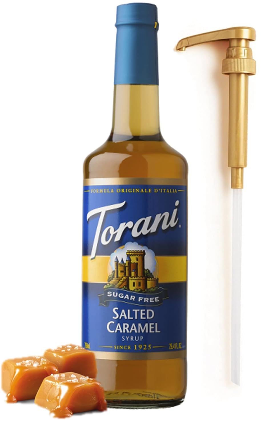 Torani Sugar Free Salted Caramel Syrup for Coffee 25.4 Ounces Salted Caramel Syrup Coffee Toppings with Fresh Finest Pump - Image 2