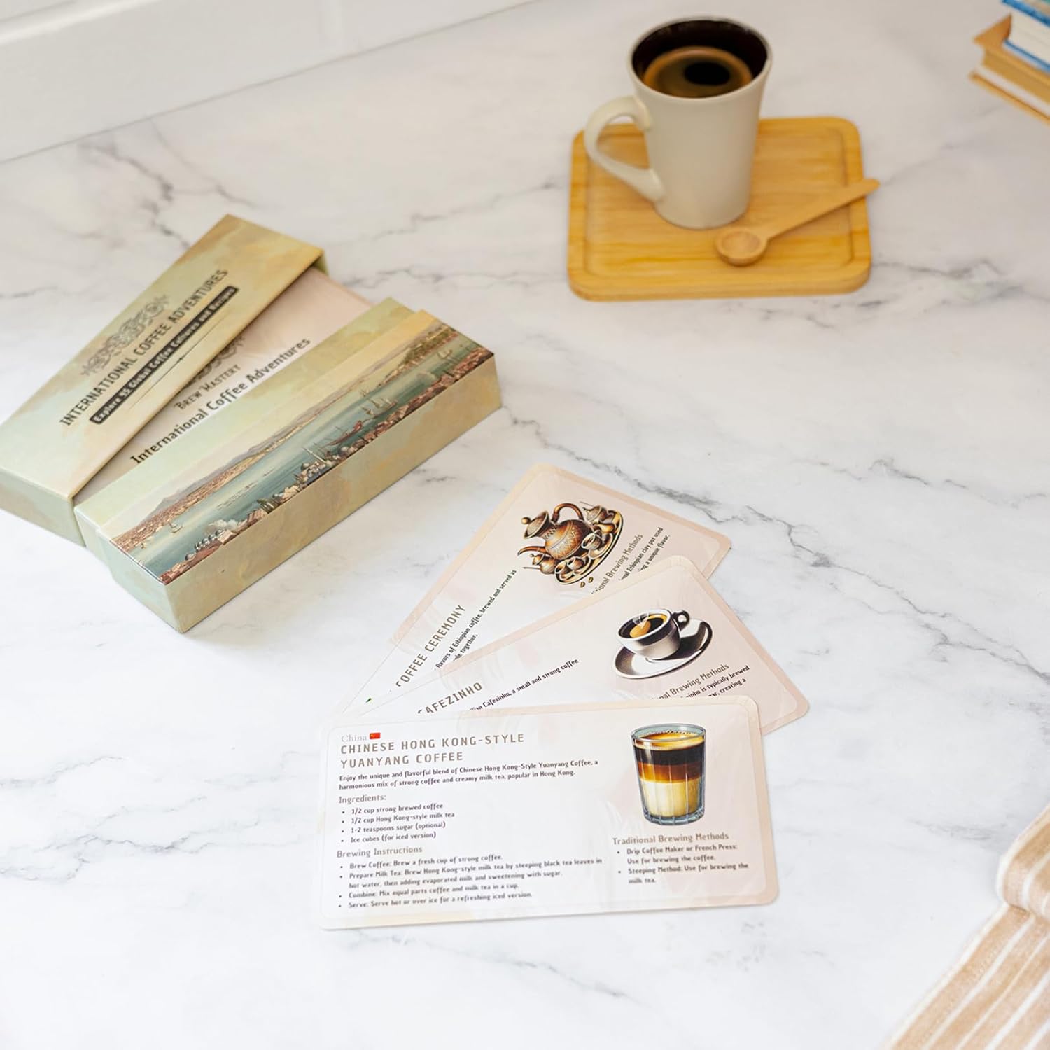 World Coffee Recipe Cards – Explore Authentic Global Coffee Cultures with Step-by-Step Brewing Guides, Perfect for Coffee Lovers, Durable & Compact for Home Baristas and Travelers - Image 8