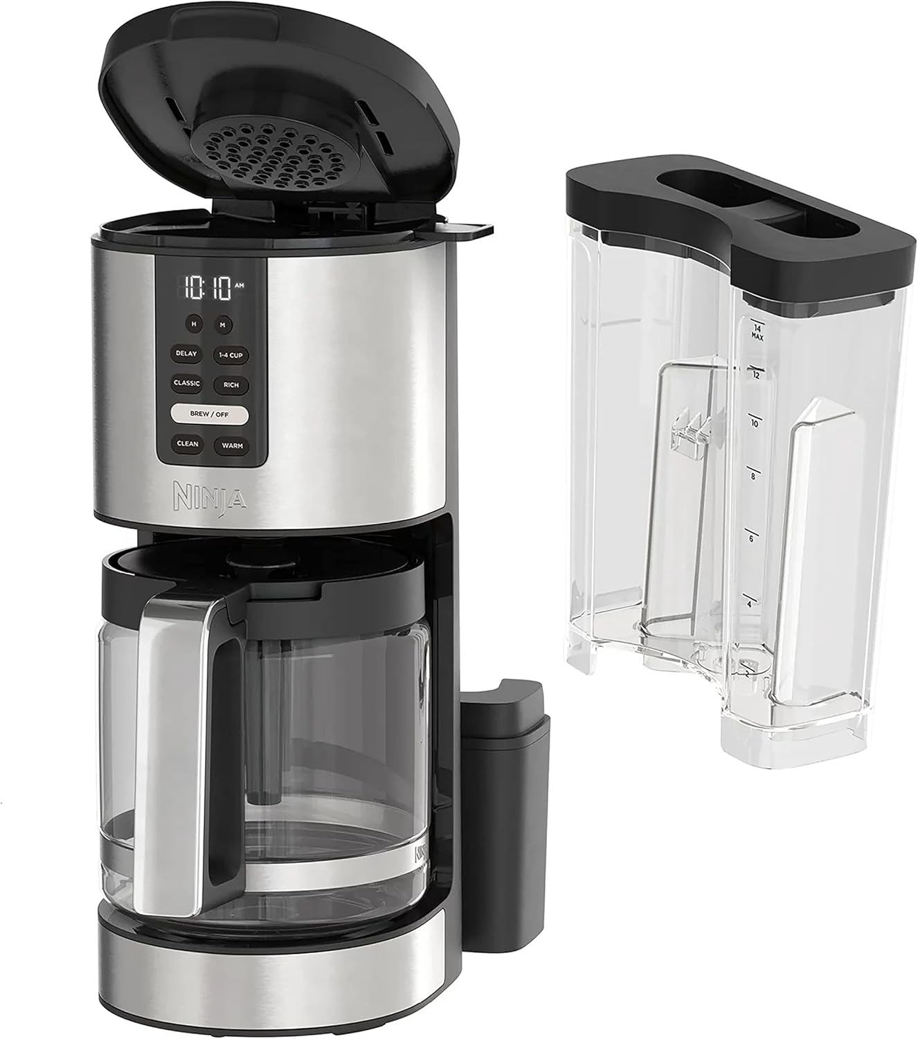 Ninja DCM200 14 Cup, Programmable Coffee Maker XL, 2 Brew Styles Classic & Rich, 4 Programs Small Batch, Delay Brew & Keep Warm, Permanent Filter & Scoop Not Included* Stainless Steel (Renewed) - Image 10