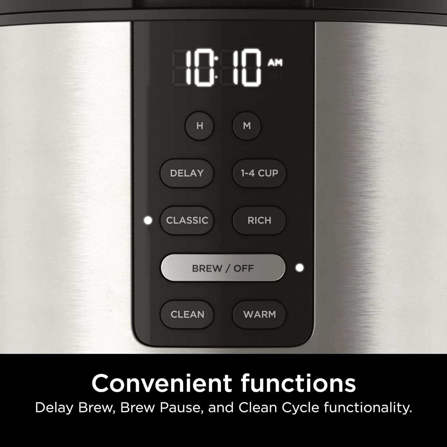 Ninja DCM200 14 Cup, Programmable Coffee Maker XL, 2 Brew Styles Classic & Rich, 4 Programs Small Batch, Delay Brew & Keep Warm, Permanent Filter & Scoop Not Included* Stainless Steel (Renewed) - Image 9