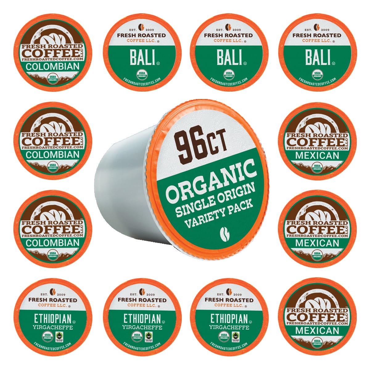 Fresh Roasted Coffee, Organic Single-Origin Variety Pack | 96 Pods for K Cup Brewers - Image 3