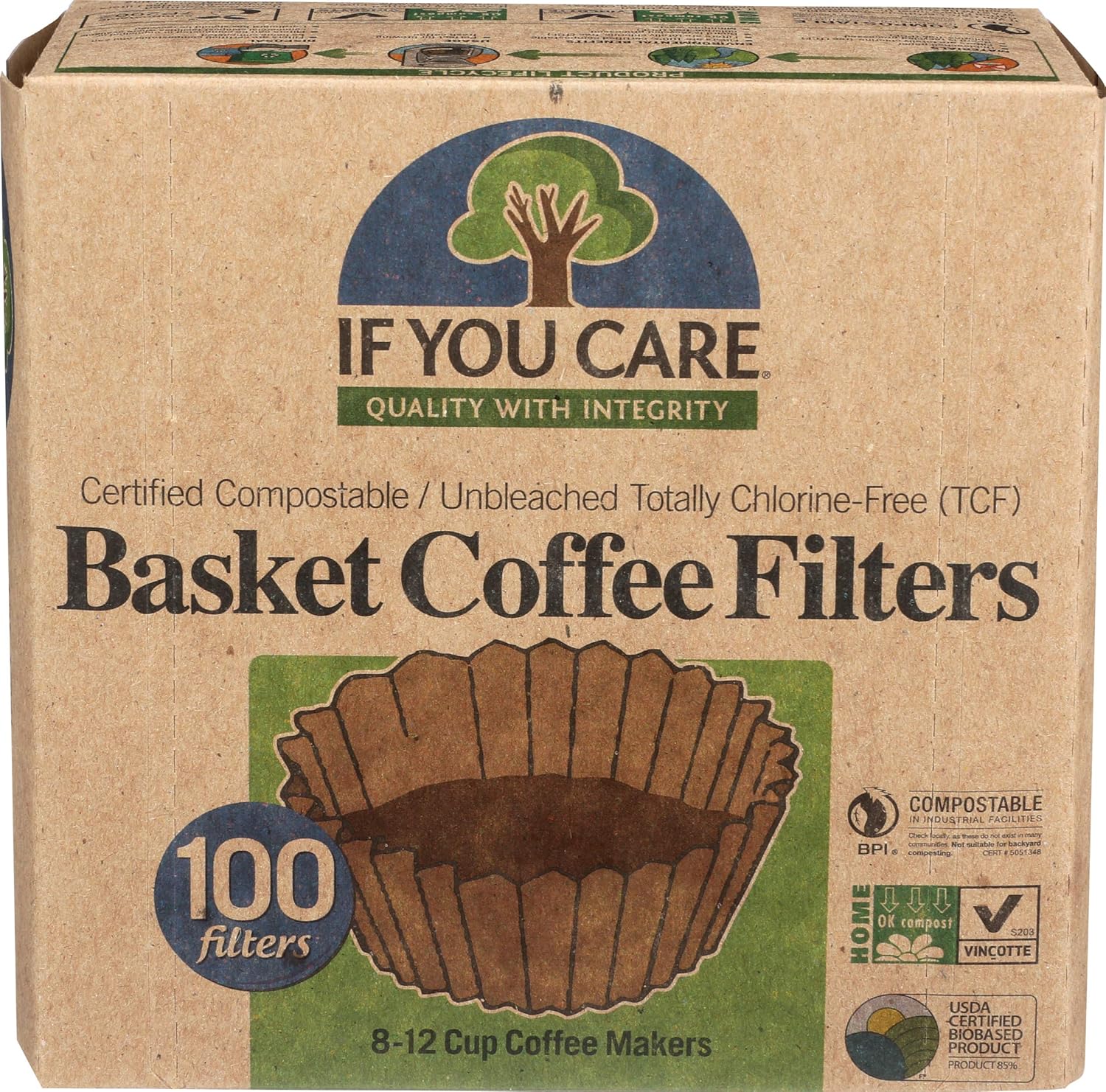 If You Care Unbleached Coffee Filters Basket, 8 inch, 100 ct - Image 2