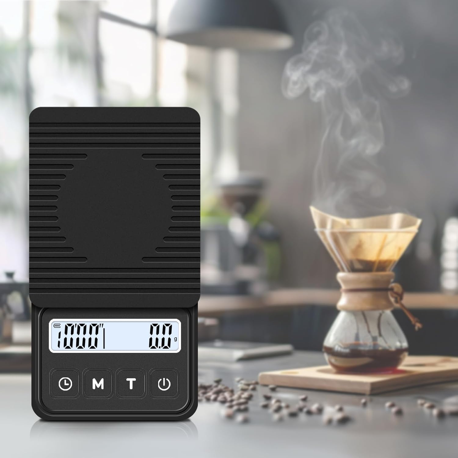 QP Coffee Scale with Timer, 1kg/0.1g High Accuracy Espresso Scale, IP68 Waterproof Scale for Coffee, Adjustable Control Digital Coffee Scale, g/oz/ml, LCD Display, Auto Off, Removable Silicone Pad - Image 8