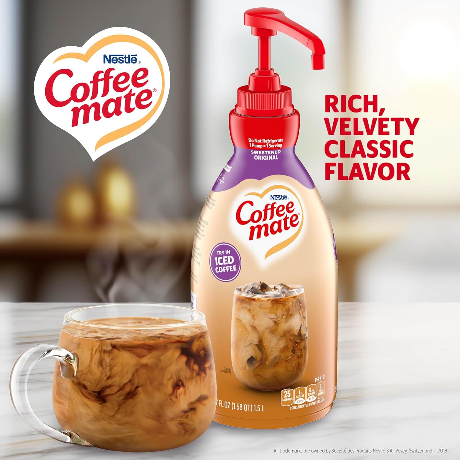 Nestle Coffee mate Coffee Creamer, Sweetened Original, Concentrated Liquid Pump Bottle, Non Dairy, No Refrigeration, 50.7 oz - Image 3