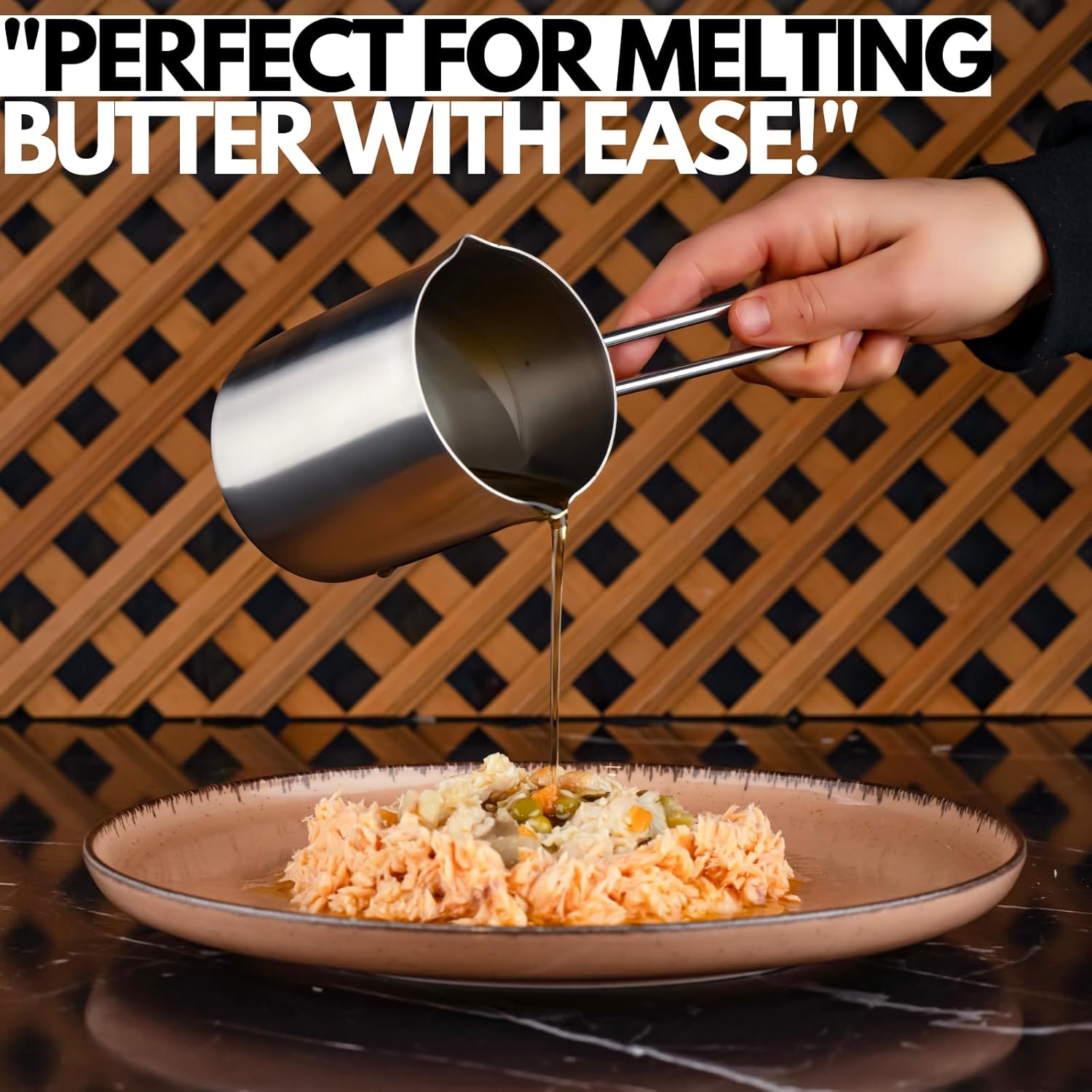 Turkish Coffee Pot Stainless Steel Cezve – Small Milk Warmer Briki for Stove – Coffee Boiler & Arabic Greek Coffee Maker – Heat Resistant Handle (26.03 oz.) - Image 7