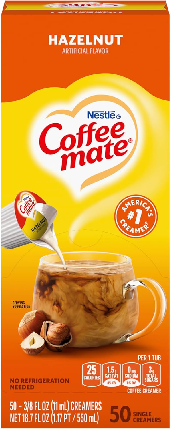 Nestle Coffee mate Liquid Coffee Creamer Singles, Hazelnut, 50 Ct Box - Image 2