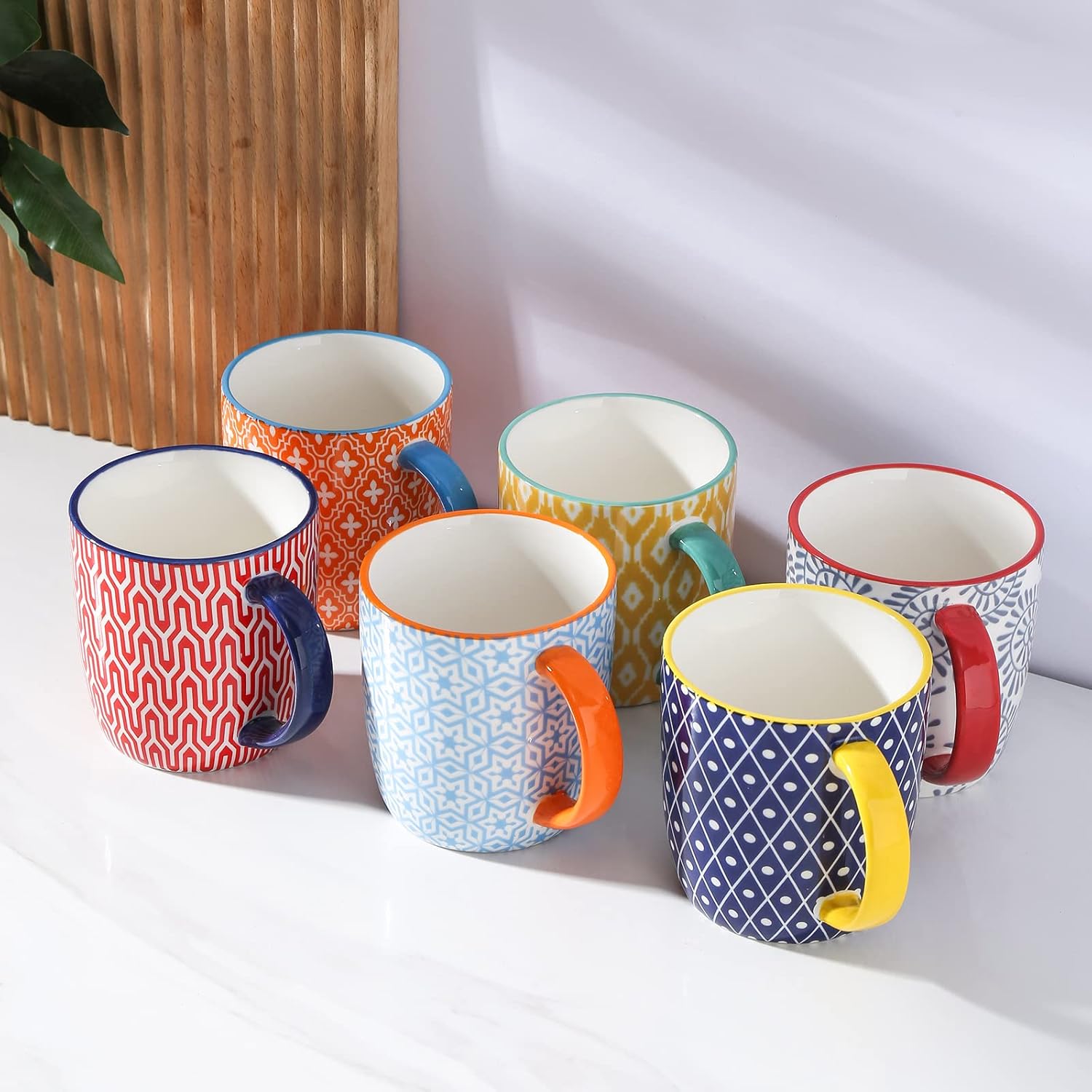 Selamica Porcelain 10 oz Coffee Mugs Set of 6 with Handle, Coffee Cups Ceramic for Cappuccino Latte Cocoa Milk Tea, Dishwasher Microwave Safe, Assorted Colors - Image 8