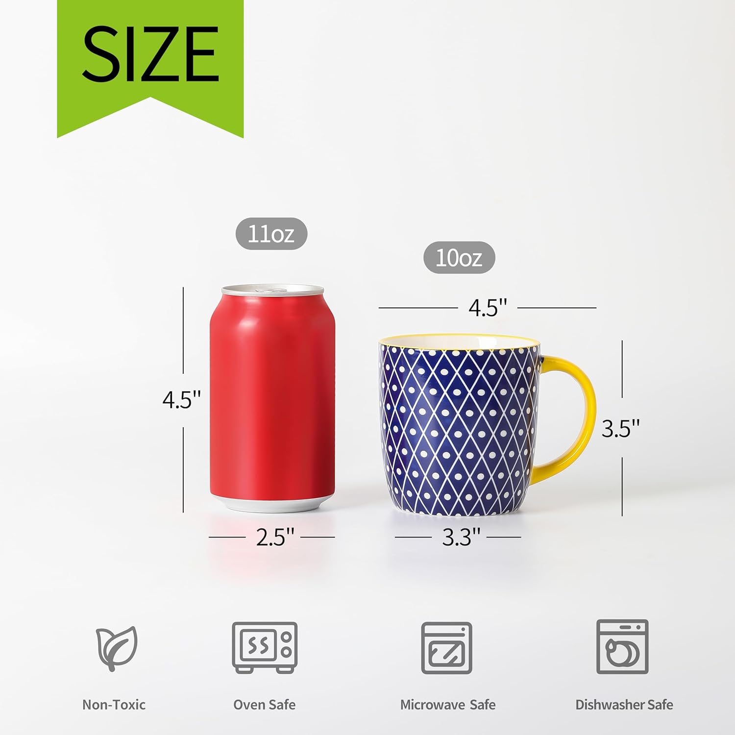 Selamica Porcelain 10 oz Coffee Mugs Set of 6 with Handle, Coffee Cups Ceramic for Cappuccino Latte Cocoa Milk Tea, Dishwasher Microwave Safe, Assorted Colors - Image 3