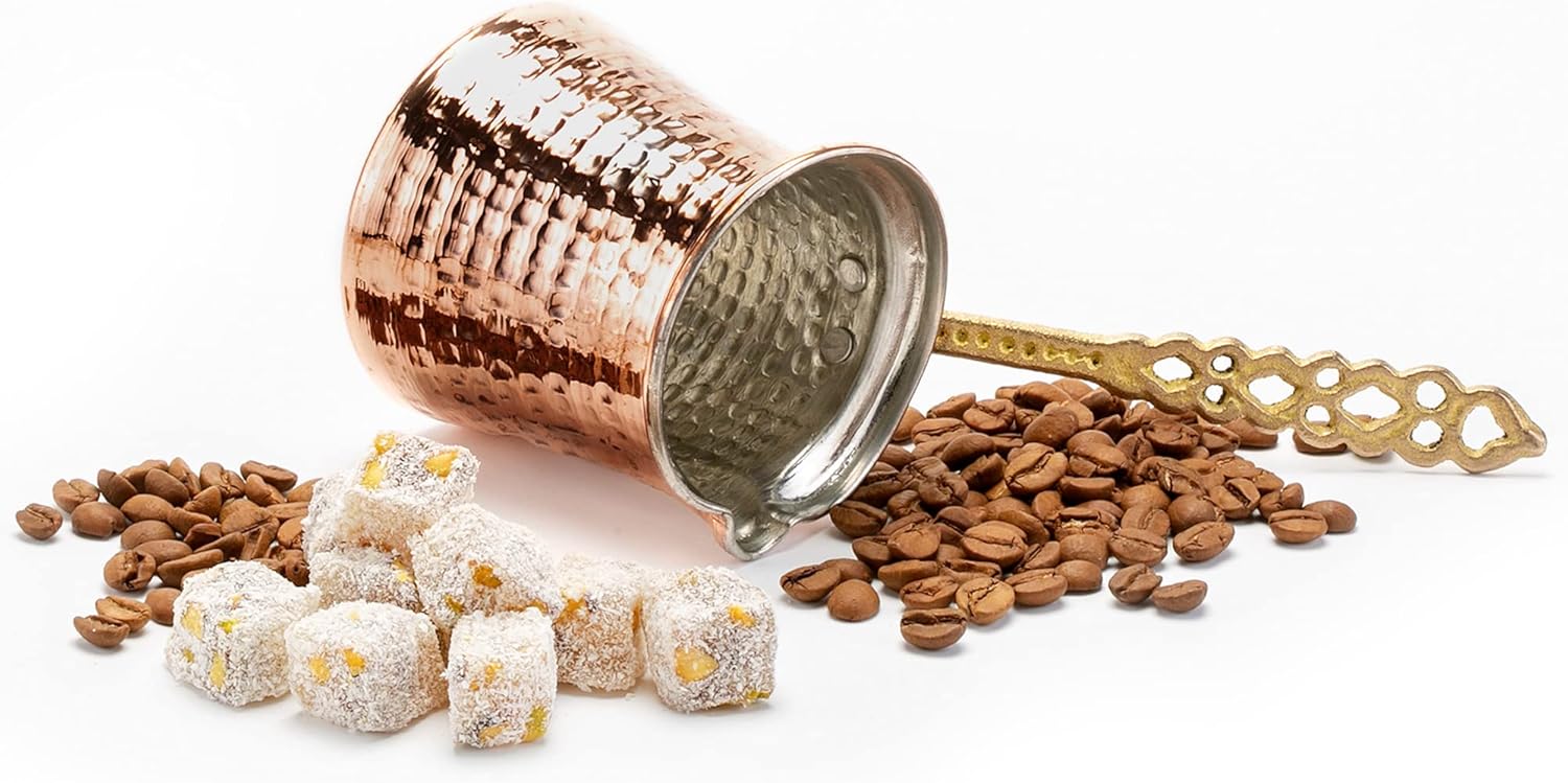 Volarium Turkish Coffee Pot, Greek Arabic Coffee Maker, Hammered Copper Coffee Cezve, Stove Top Coffee Maker (Small) - Image 9