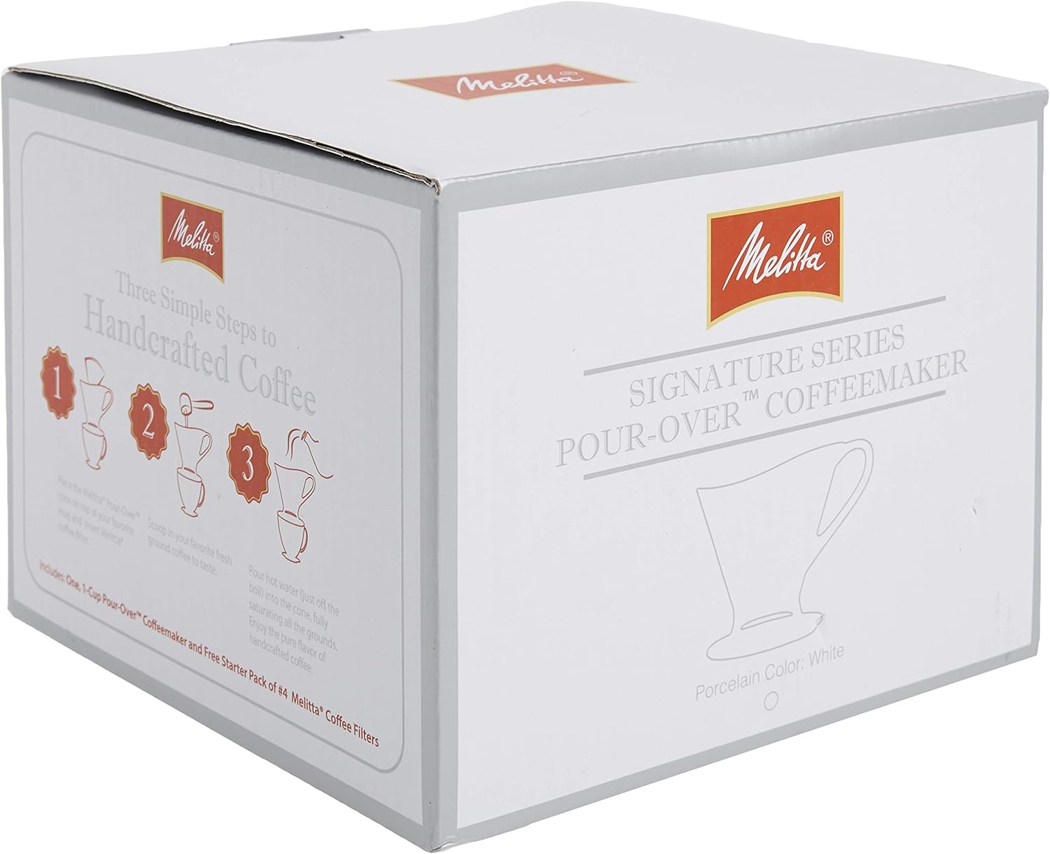 Melitta 1 Cup Porcelain Pour-Over Cone Coffeemaker, Glossy White - Image 7