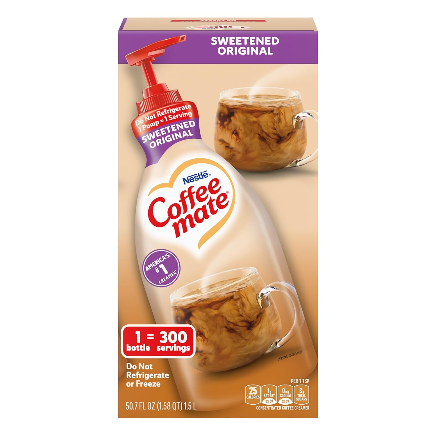 Nestle Coffee mate Coffee Creamer, Sweetened Original, Concentrated Liquid Pump Bottle, Non Dairy, No Refrigeration, 50.7 oz - Image 2