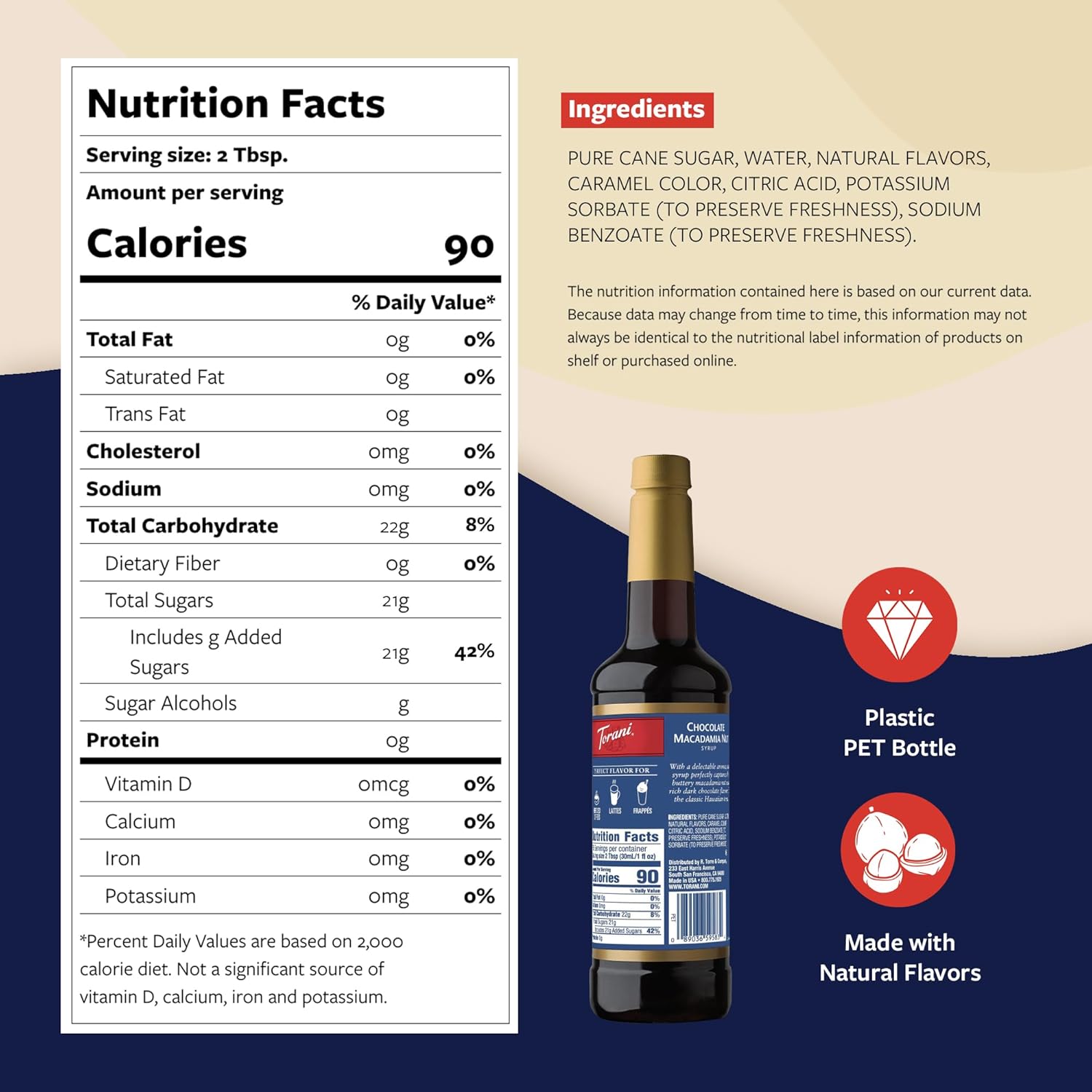 Torani Coffee Syrup, Chocolate Macadamia Nut Flavored Syrup for Drinks, 25.4 Fl Oz - Image 3