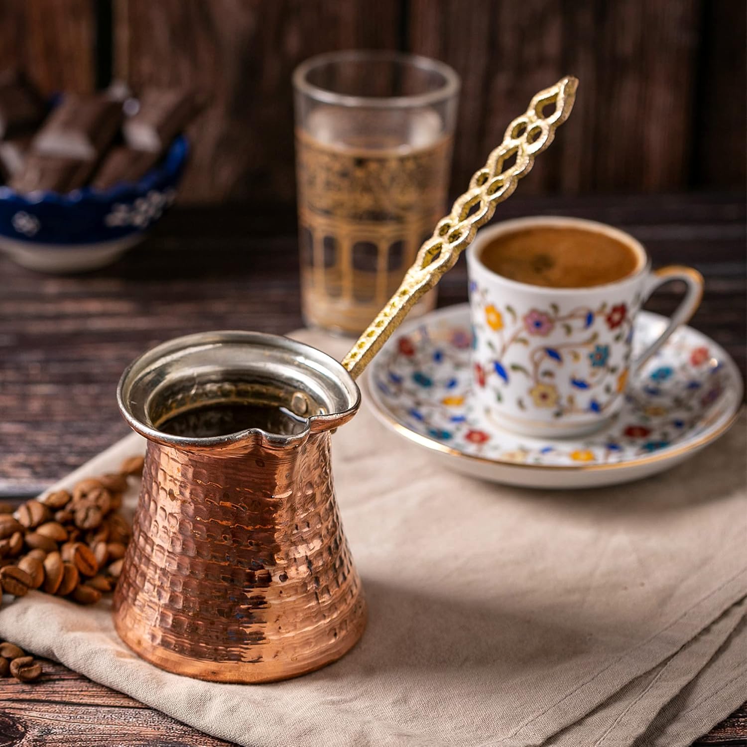 Volarium Turkish Coffee Pot, Greek Arabic Coffee Maker, Hammered Copper Coffee Cezve, Stove Top Coffee Maker (Small) - Image 8
