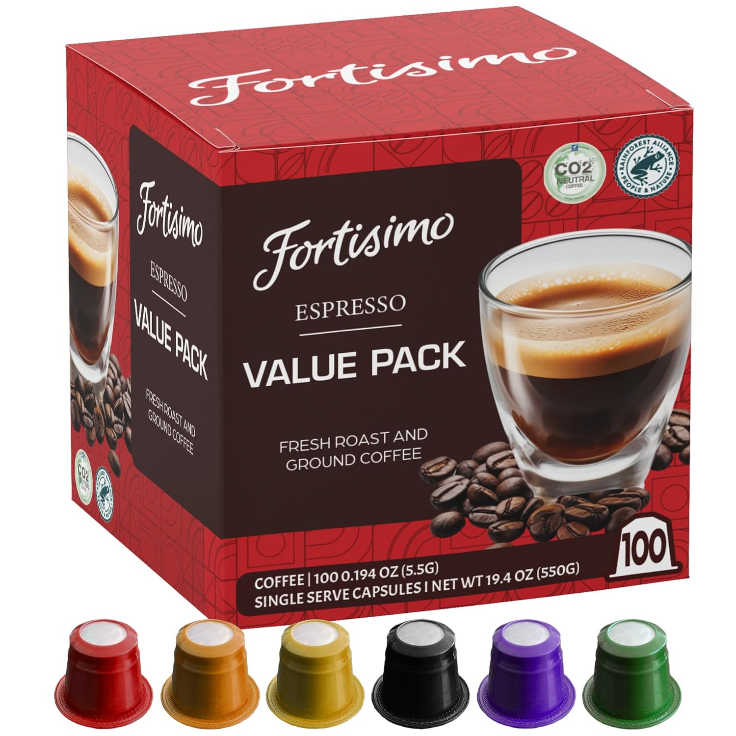 FORTISIMO Espresso Pods Variety Pack - 100 Count Espresso Capsules - Compatible with Nespresso Original Line Machines - Authentic and Refined Taste Freshly Packaged in Italy - Image 2