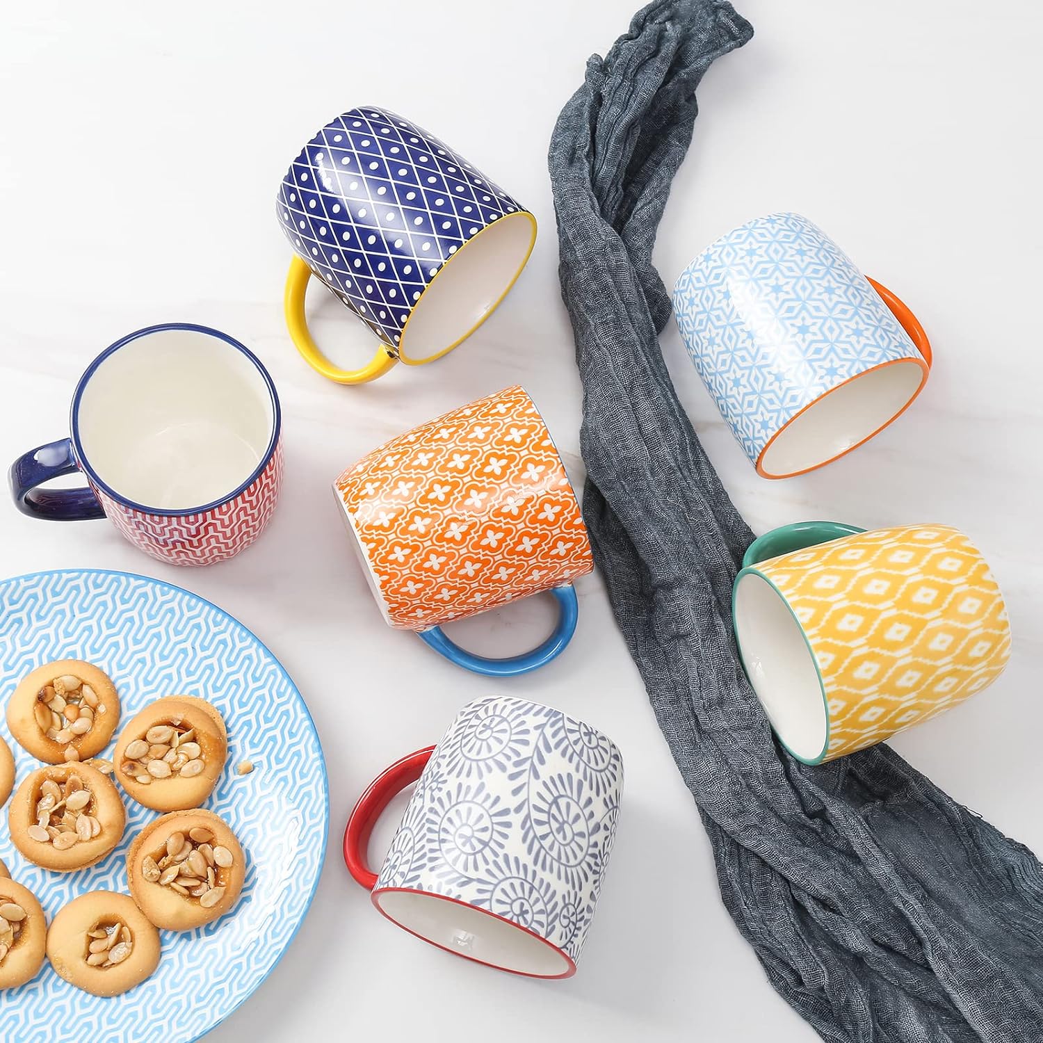 Selamica Porcelain 10 oz Coffee Mugs Set of 6 with Handle, Coffee Cups Ceramic for Cappuccino Latte Cocoa Milk Tea, Dishwasher Microwave Safe, Assorted Colors - Image 4