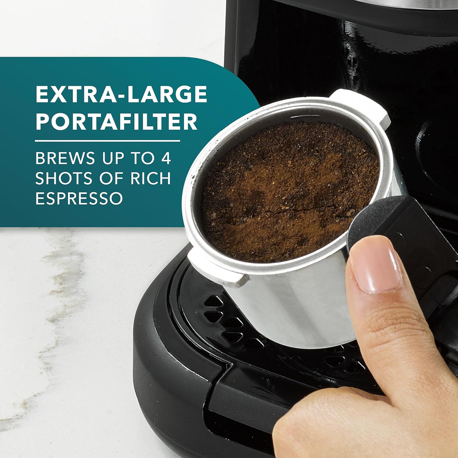 Mr. Coffee® 4-Shot Steam Espresso, Cappuccino, and Latte Maker with Stainless Steel Frothing Pitcher - Image 4